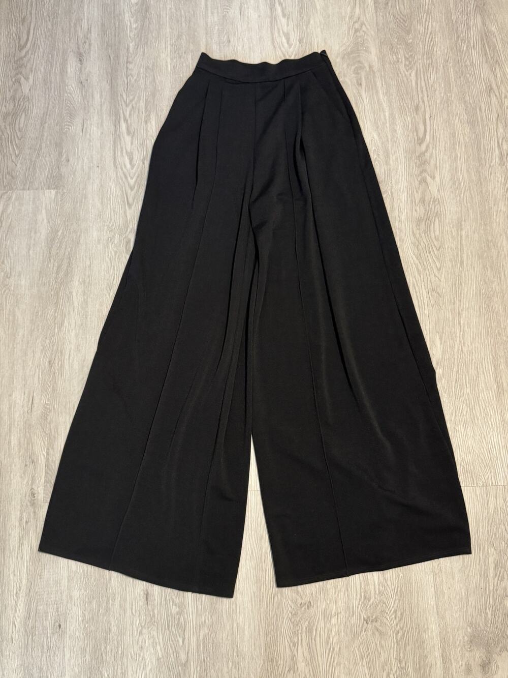 ABS Allen Schwartz Black Wide Leg Pleated Pants Size 0